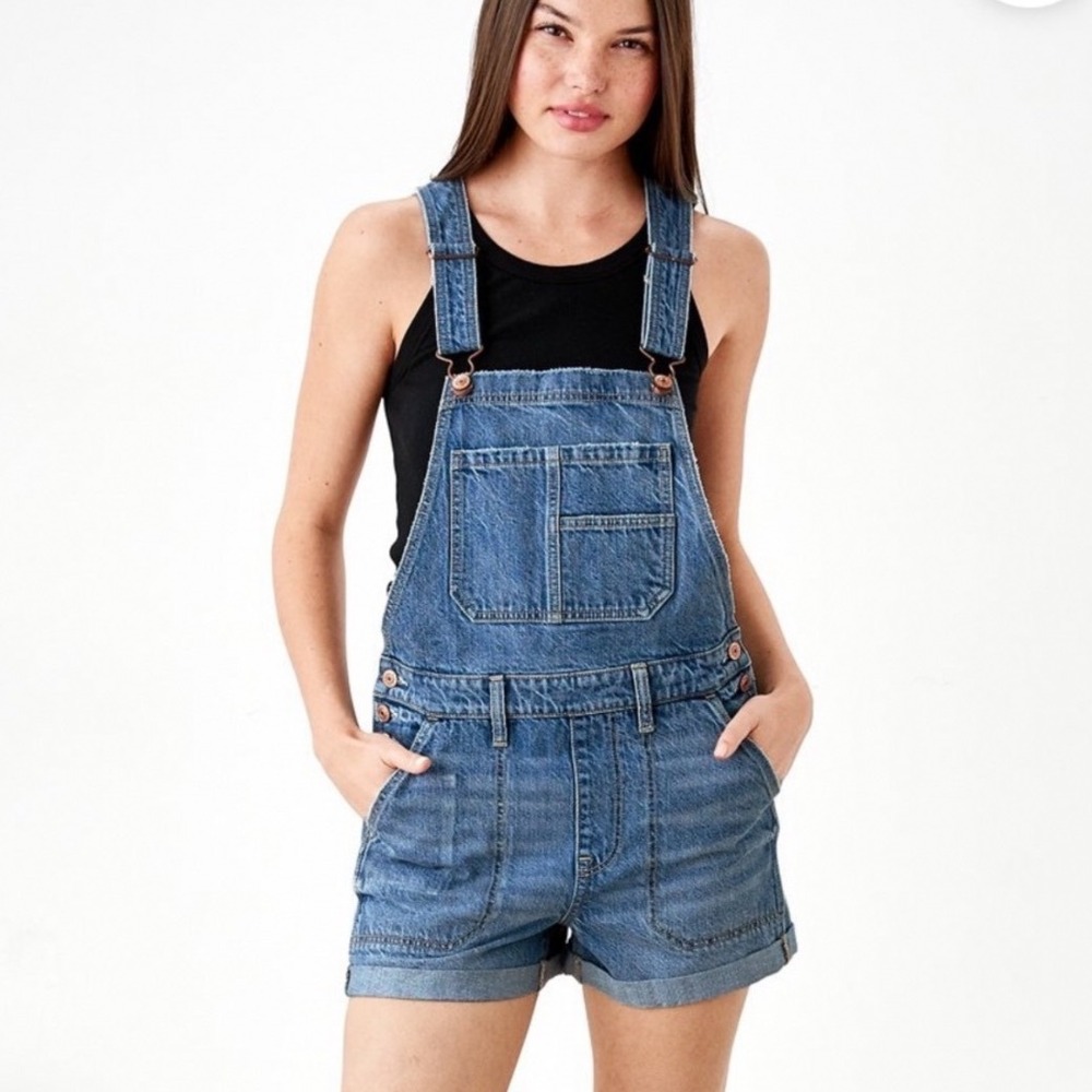 American Eagle Blue Denim Shortalls Womens Large